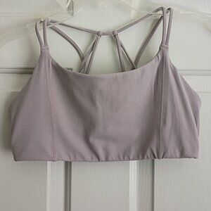 ATHLETA Breathe In Powervita Strappy Bra Lilac Stone Size M